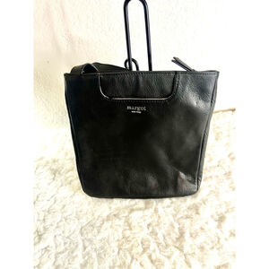 Margot New York black leather heritage front pocket crossbody bag